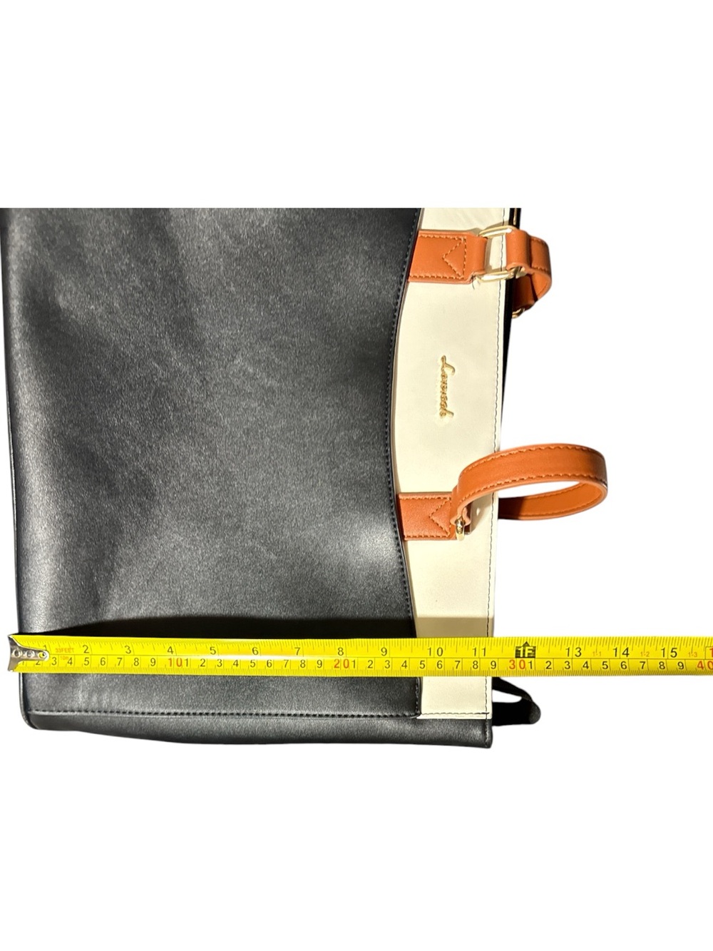 Lovevook Black & Beige Laptop bag with Brown Handles - Picture 12 of 13